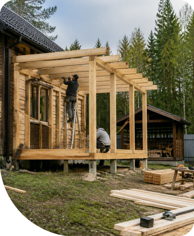 Строительство пристроек и построек на участке в Полысаеве