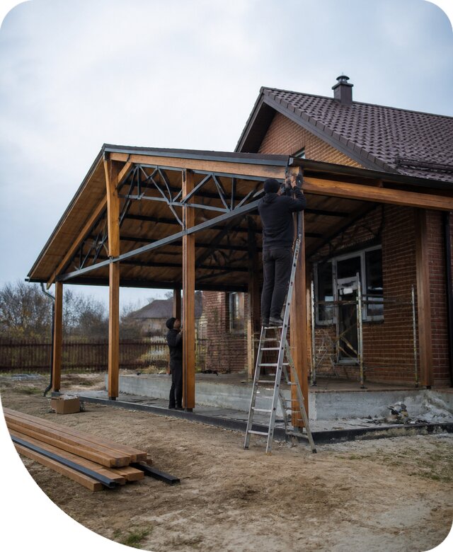 Пристройка навеса к дому и участку в Полысаеве под ключ